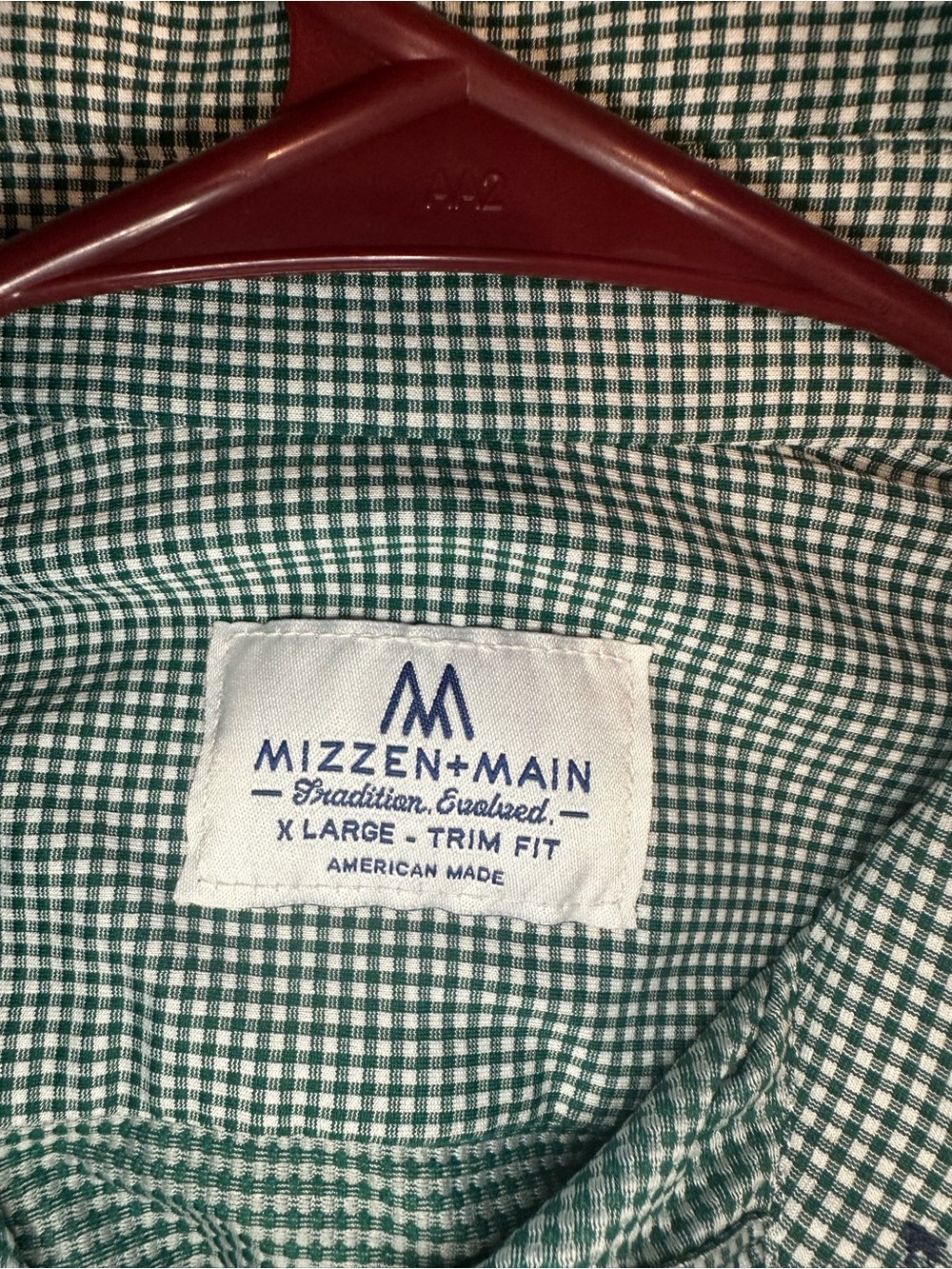 (Trim fit) Mizzen+Main Green and White Check Trim Fit Button-Down Shirt